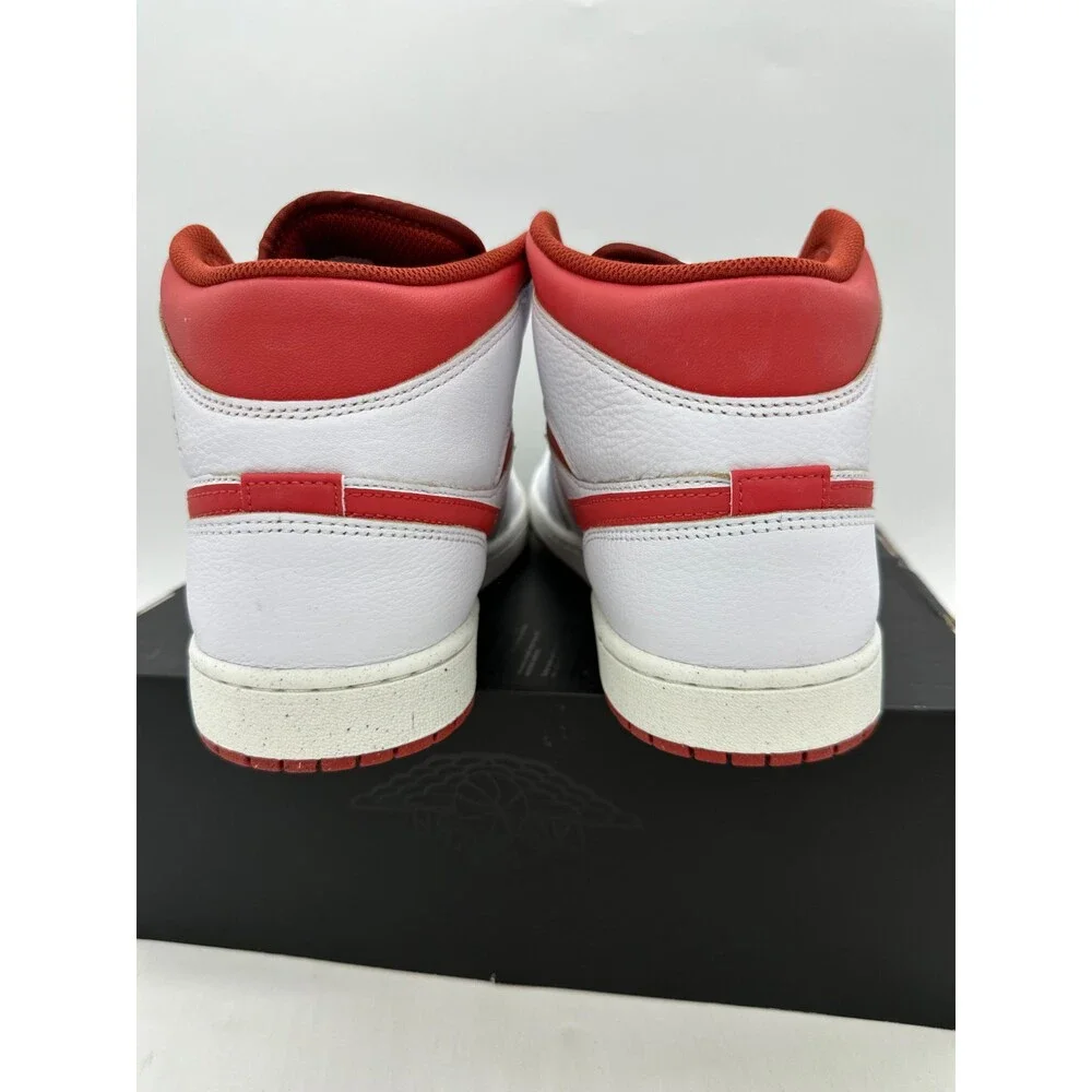 Air Jordan 1 Mid SE Men's Size 11 White Red Leather Athletic Shoes FJ3458 160